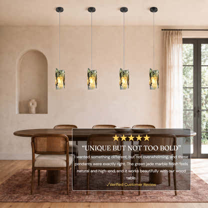 Pietra Green Marble Oval Pendant Light 5.9"D