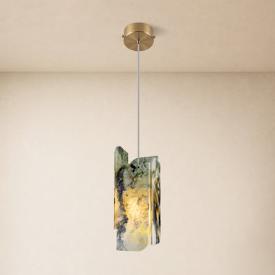 Pietra Green Marble Oval Pendant Light 5.9"D