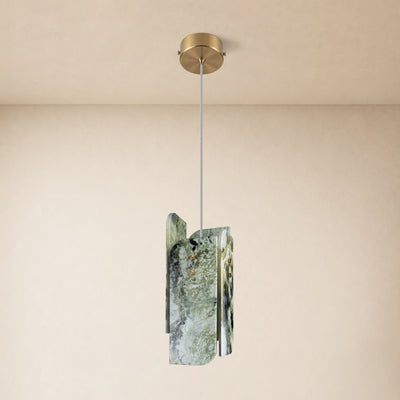 Pietra Green Marble Oval Pendant Light 5.9"D