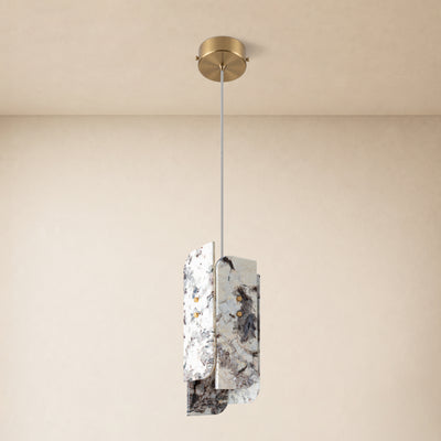 Pietra Snowland Marble Curved Pendant 5.9"D