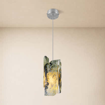 Pietra Green Marble Oval Pendant Light 5.9"D