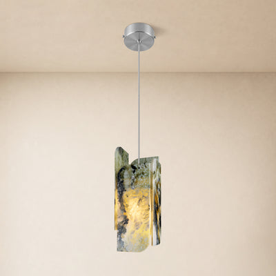 Pietra Green Marble Oval Pendant Light 5.9"D