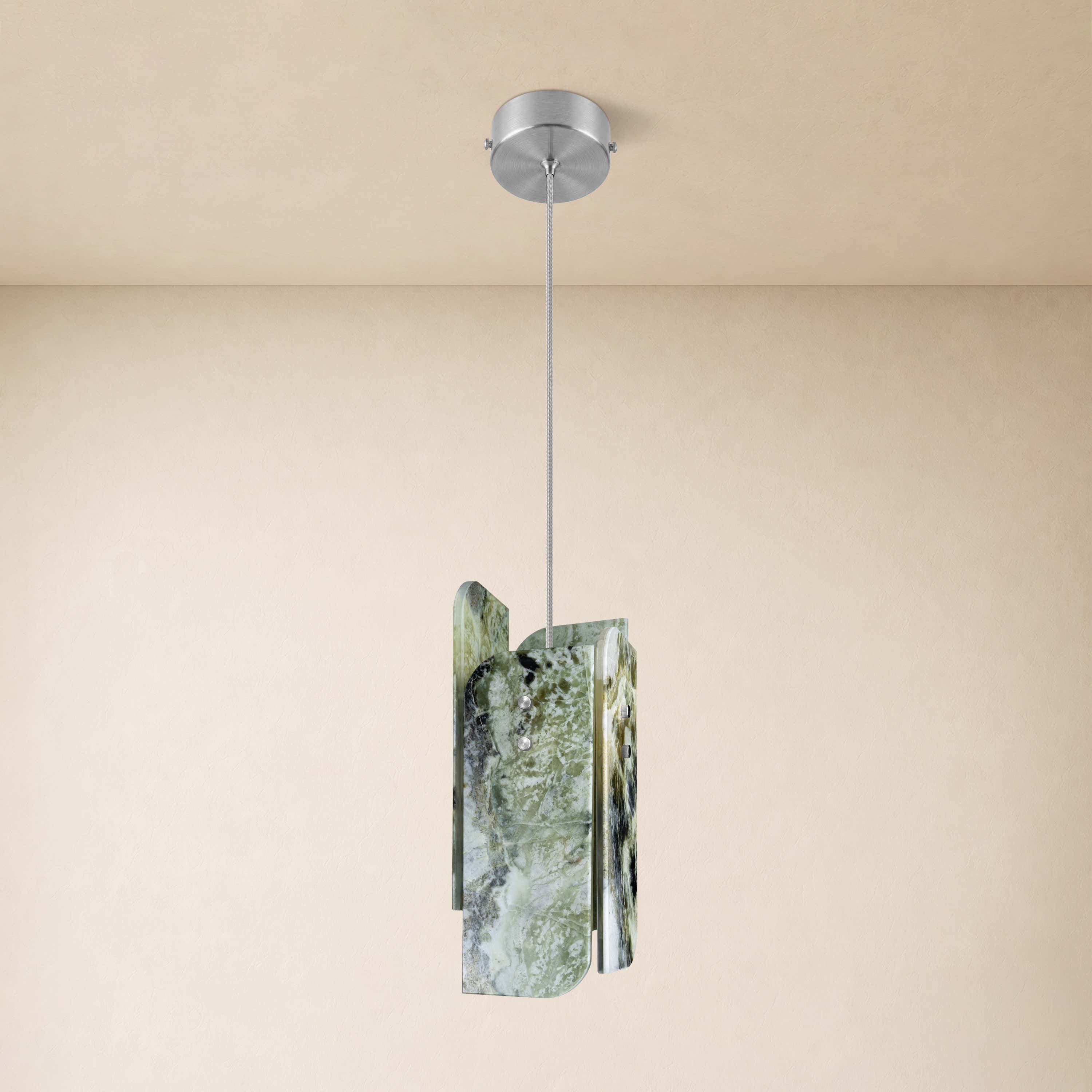 Pietra Green Marble Oval Pendant Light 5.9"D