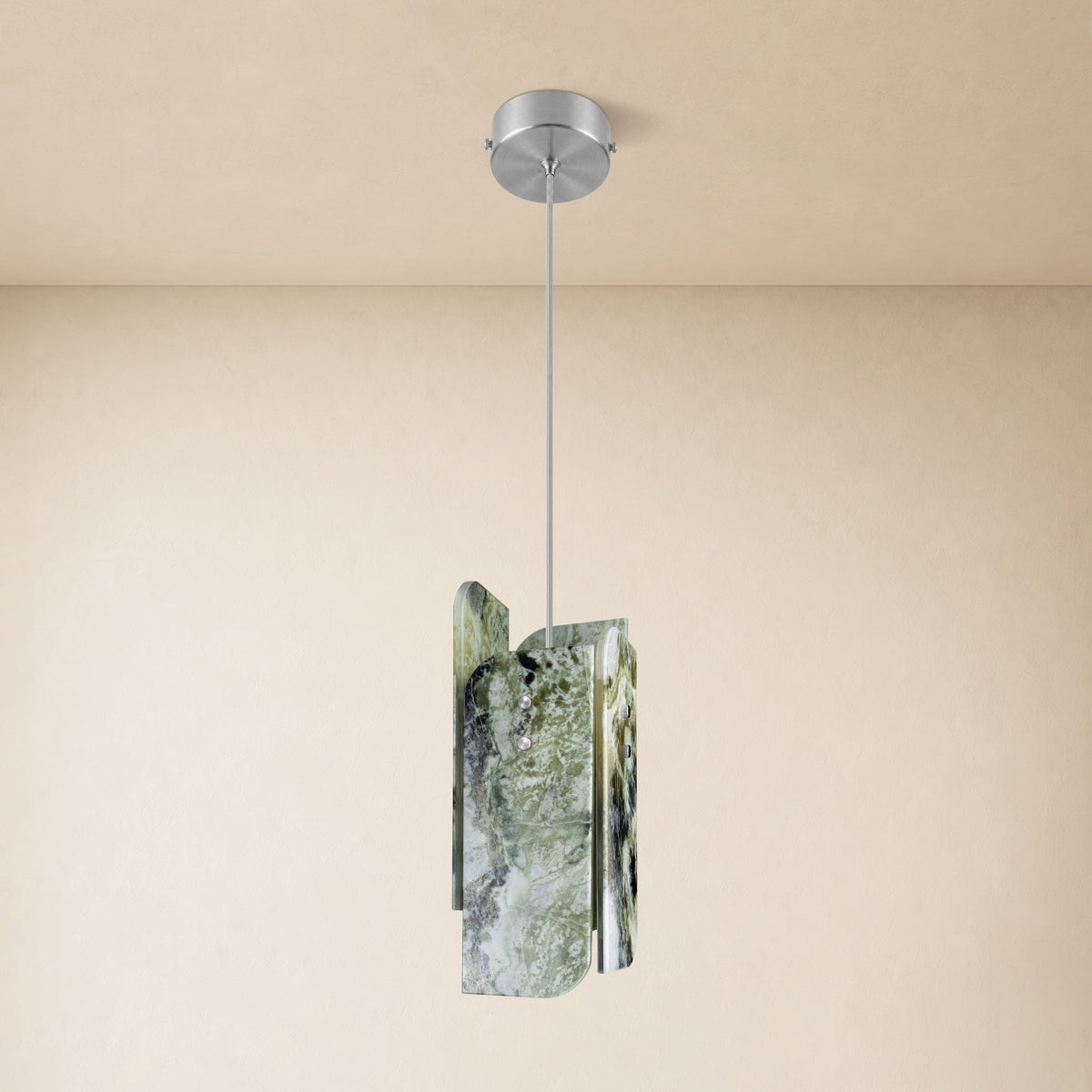 Pietra Green Marble Oval Pendant Light 5.9"D