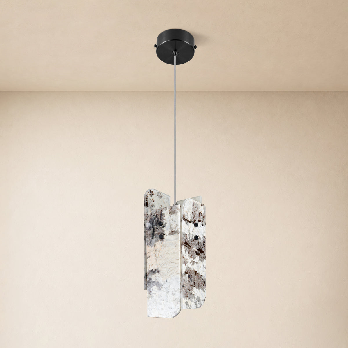 Pietra Snowland Marble Curved Pendant 5.9"D