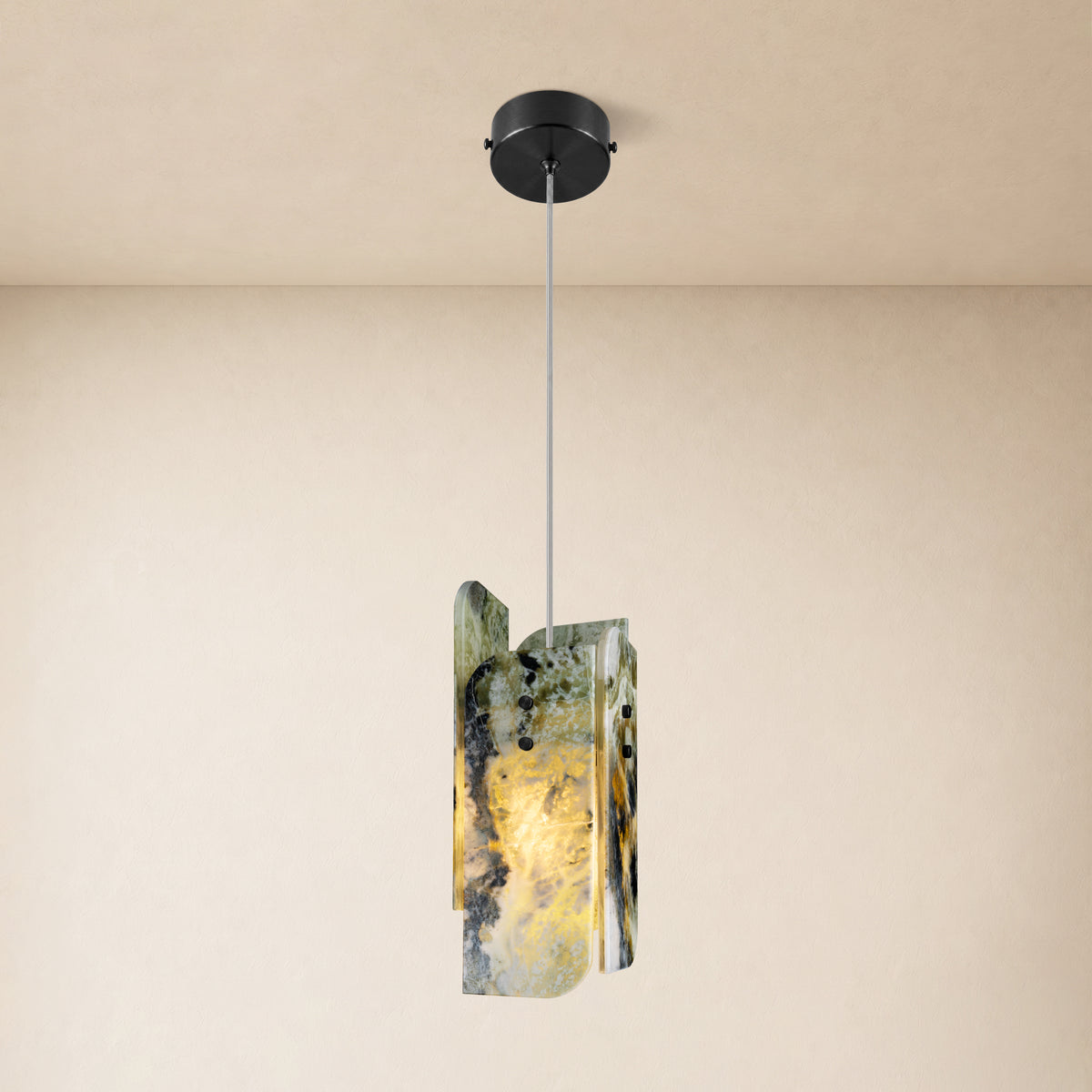 Pietra Green Marble Oval Pendant Light 5.9"D