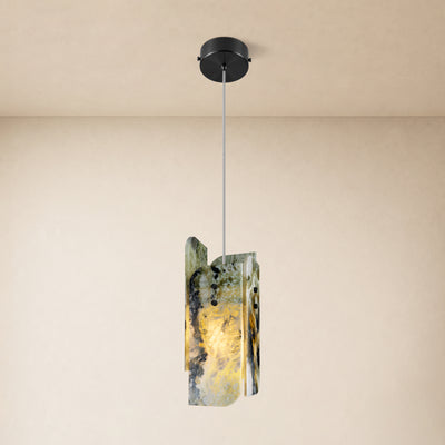 Pietra Green Marble Oval Pendant Light 5.9"D