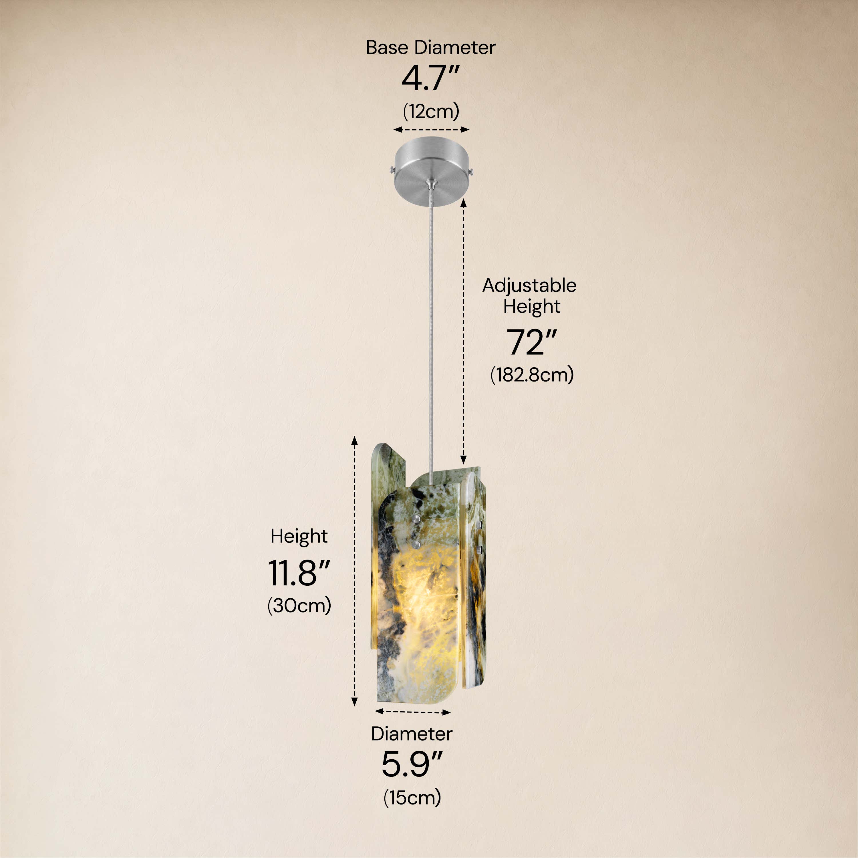 Pietra Green Marble Oval Pendant Light 5.9"D