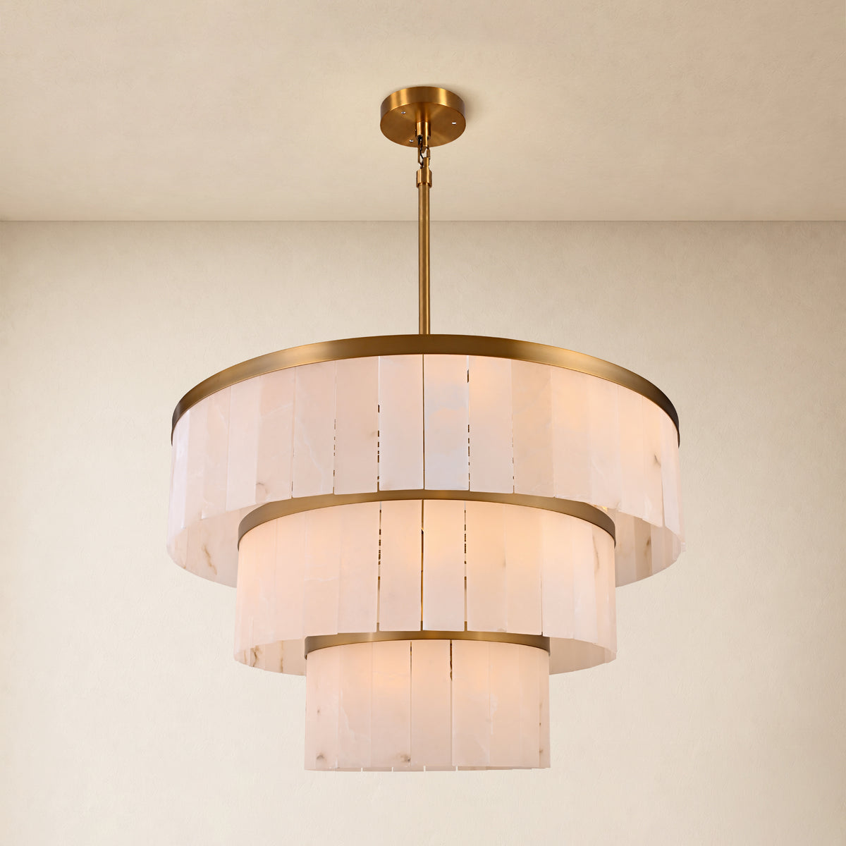 Celestia Alabaster Tiered Round Chandelier 60"D