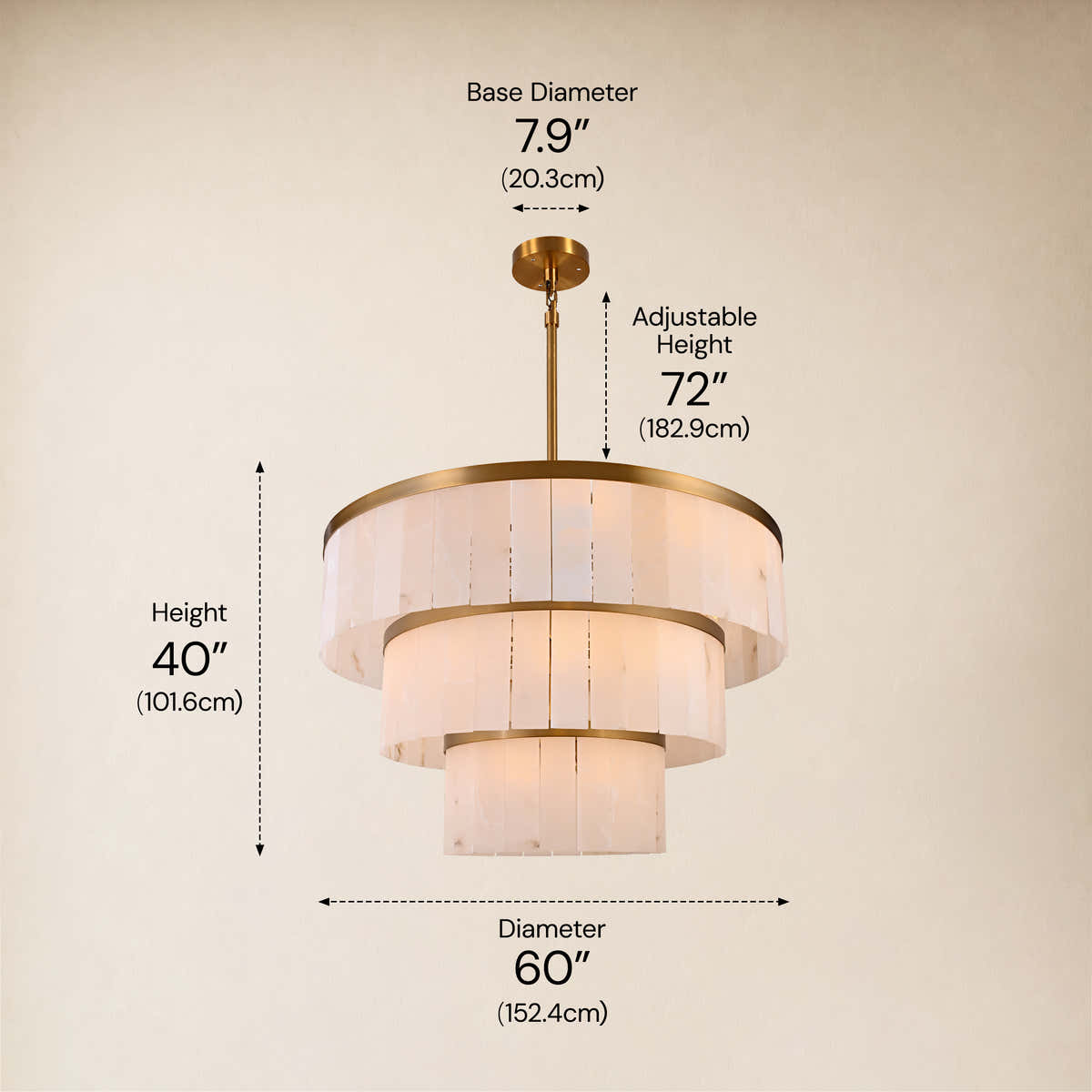Celestia Alabaster Tiered Round Chandelier 60"D dimensions 1
