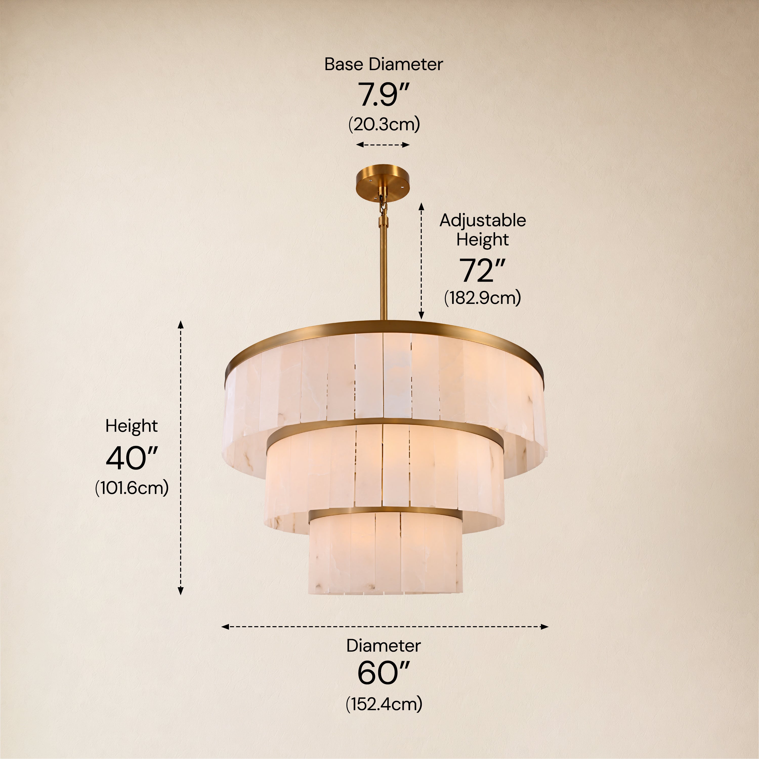 Celestia Alabaster Tiered Round Chandelier 60"D