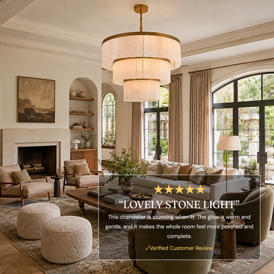 Celestia Alabaster Tiered Round Chandelier 60"D