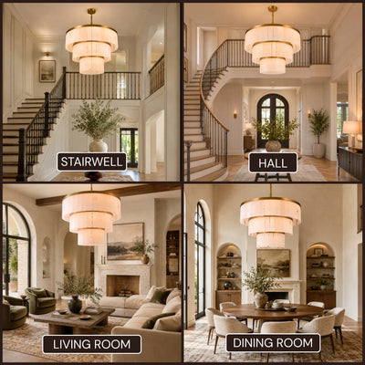 Celestia Alabaster Tiered Round Chandelier 60"D