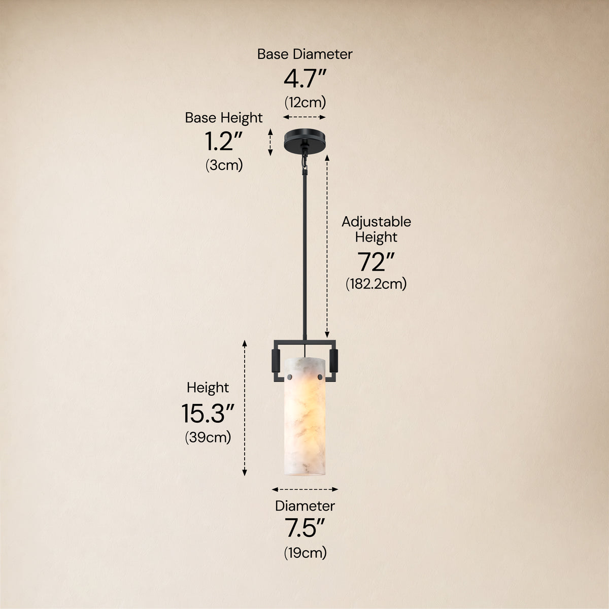 Lioren Resin Cylinder Pendant Light 7.5"D