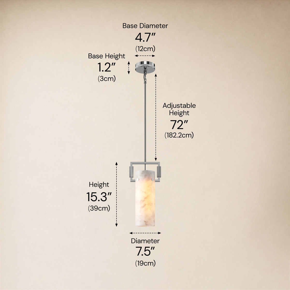 Lioren Resin Cylinder Pendant Light 7.5"D