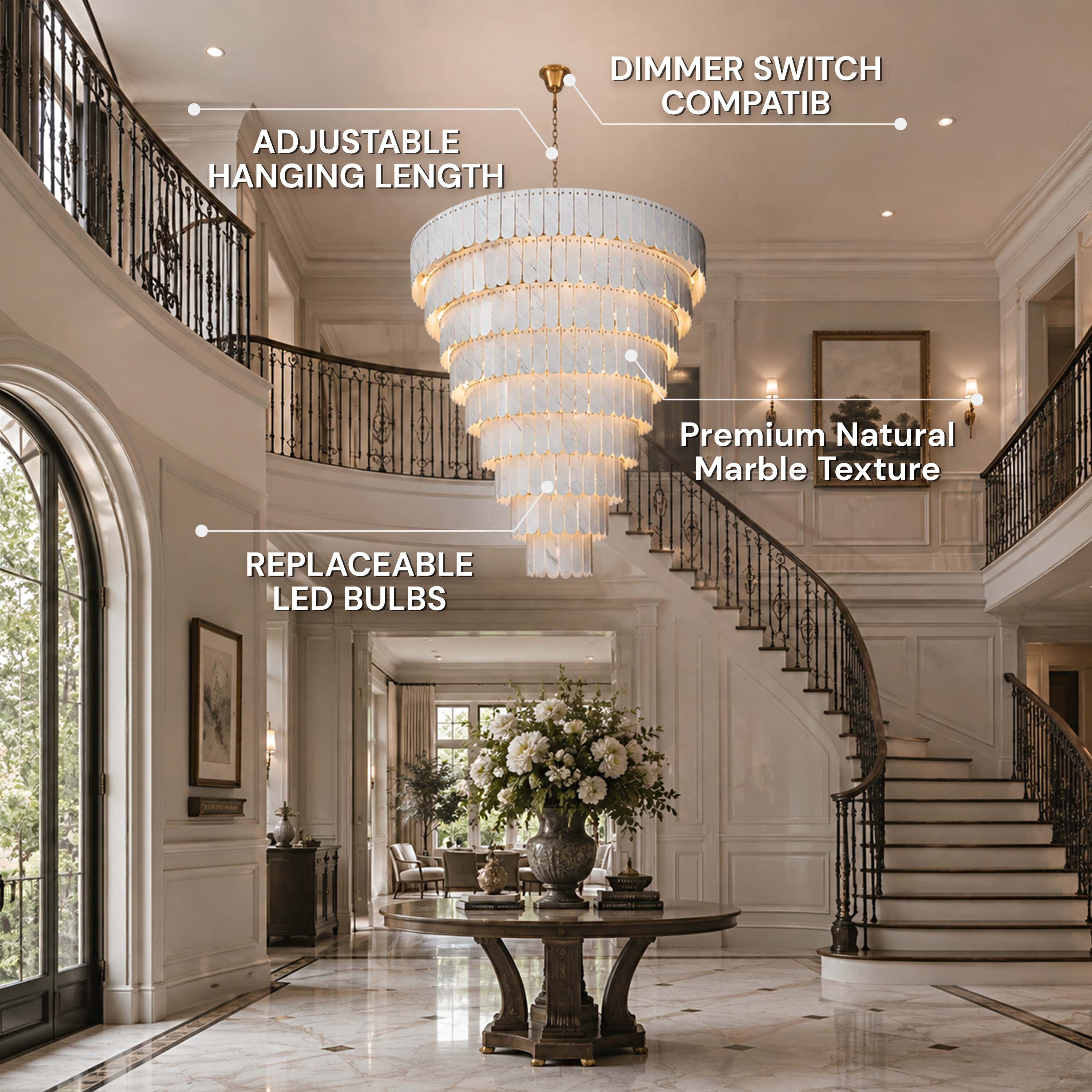 Pietra Marble Tiered Chandelier 79.8"D
