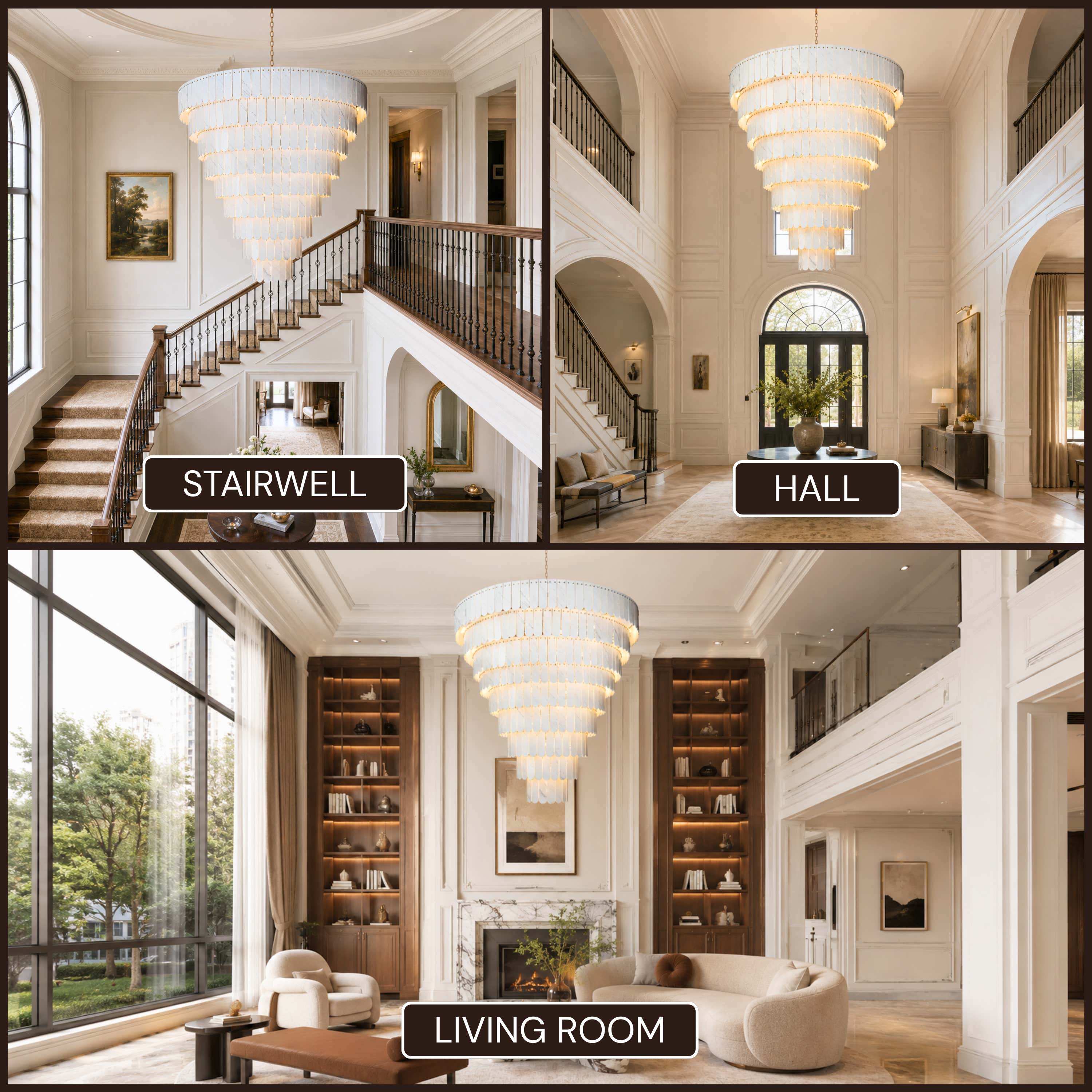 Pietra Marble Tiered Chandelier 79.8"D