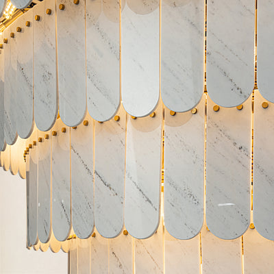 Pietra Porcelain White Marble Tiered Chandelier 79.8"D