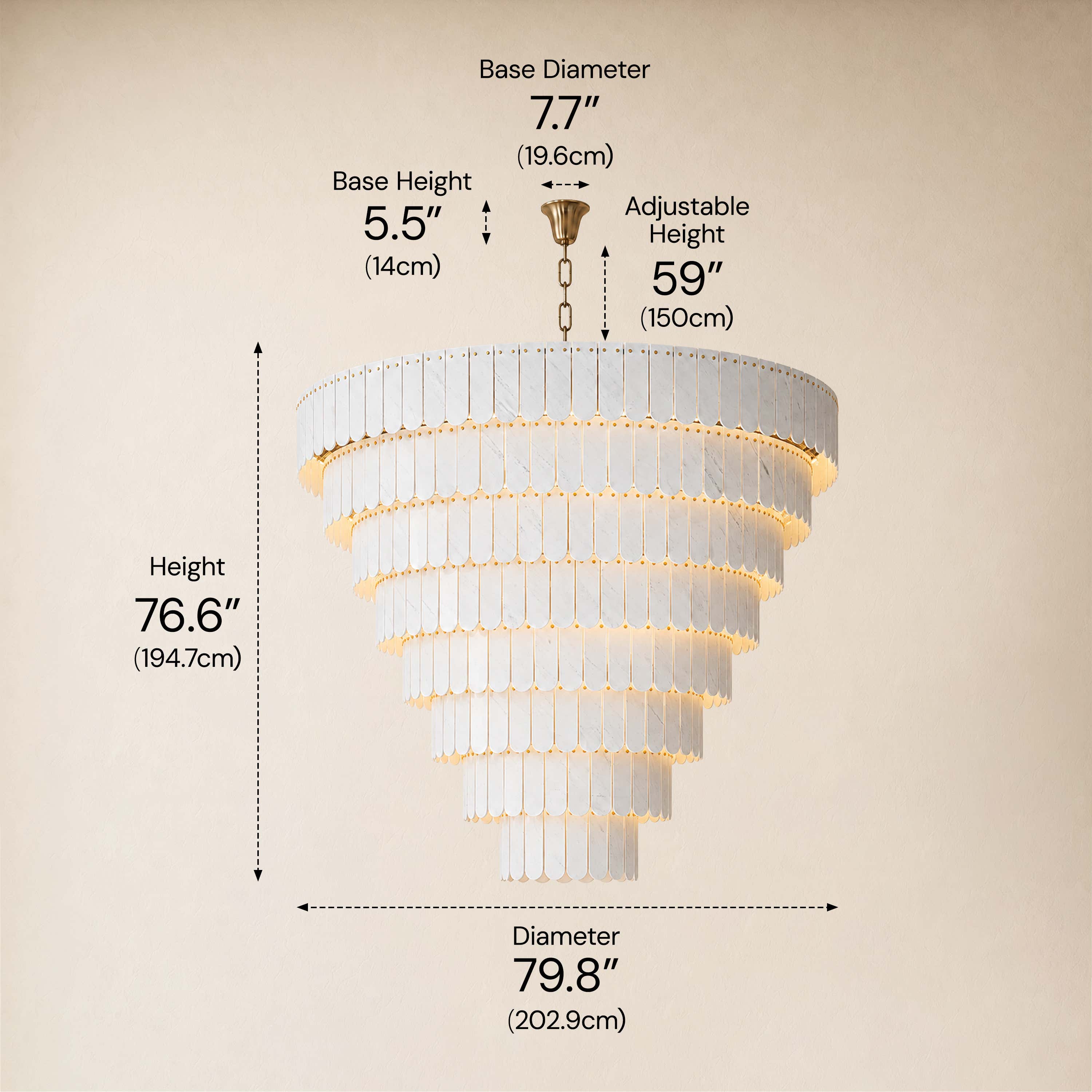 Pietra Marble Tiered Chandelier 79.8"D