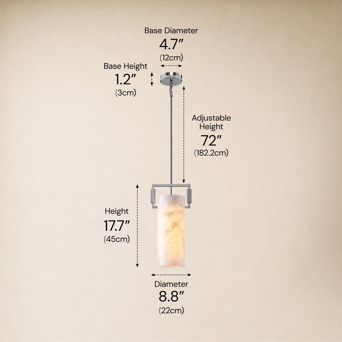 Lioren Resin Cylinder Pendant Light 8.8"D