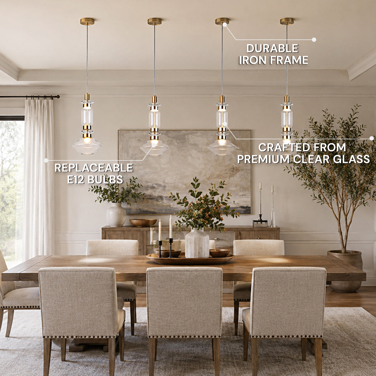 Erelia Crystal Dome Pendant Light 9.4"D
