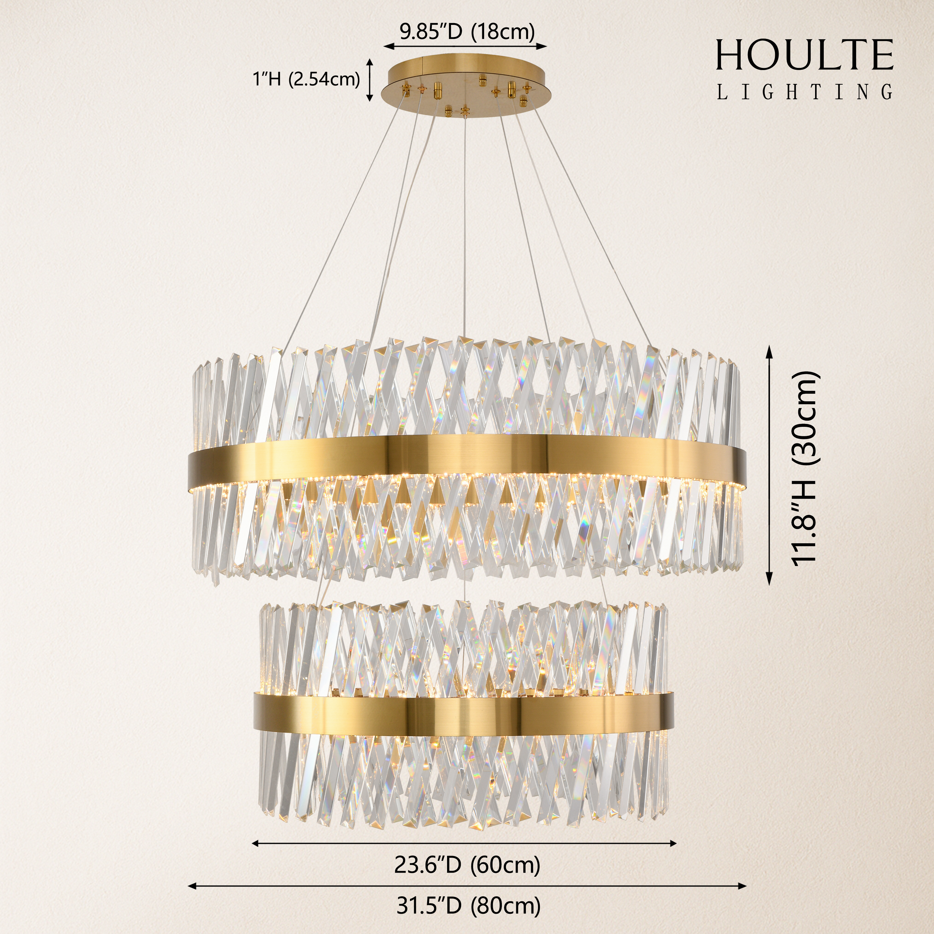 Vetro Prism Crystal 2-Tier Chandelier 80cm L