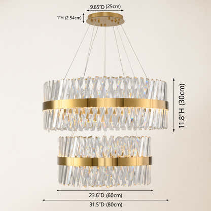 Vetro Prism Crystal 2-Tier Chandelier 80cm L