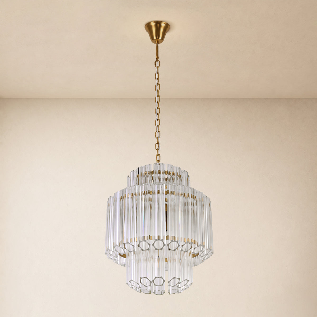 Dawelle Fluted Glass Tiered Round Chandelier 15.7"D