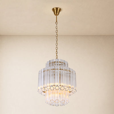 Dawelle Fluted Glass Tiered Round Chandelier 15.7"D
