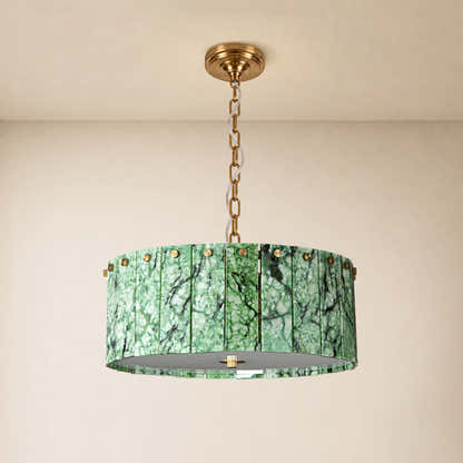 Pietra Green Marble Drum Chandelier 15.7"D