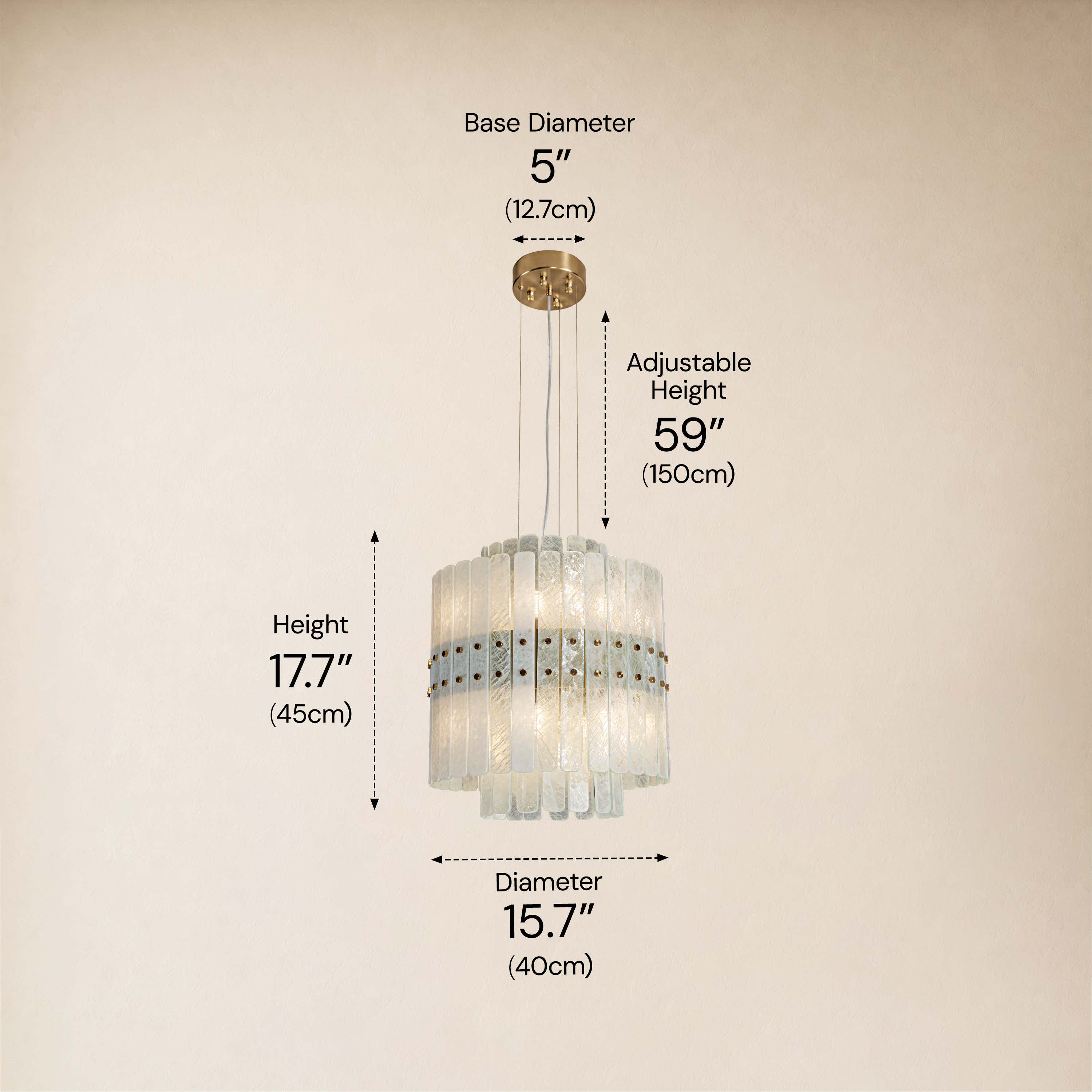 Pietra Crystal Tiered Chandelier 15.7"D