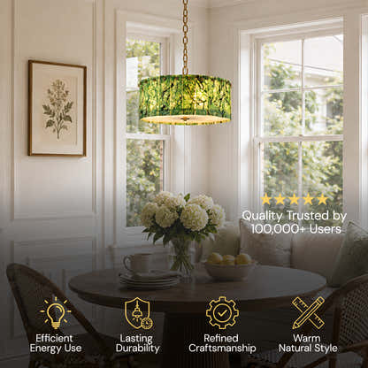 Pietra Green Marble Drum Chandelier 15.7"D