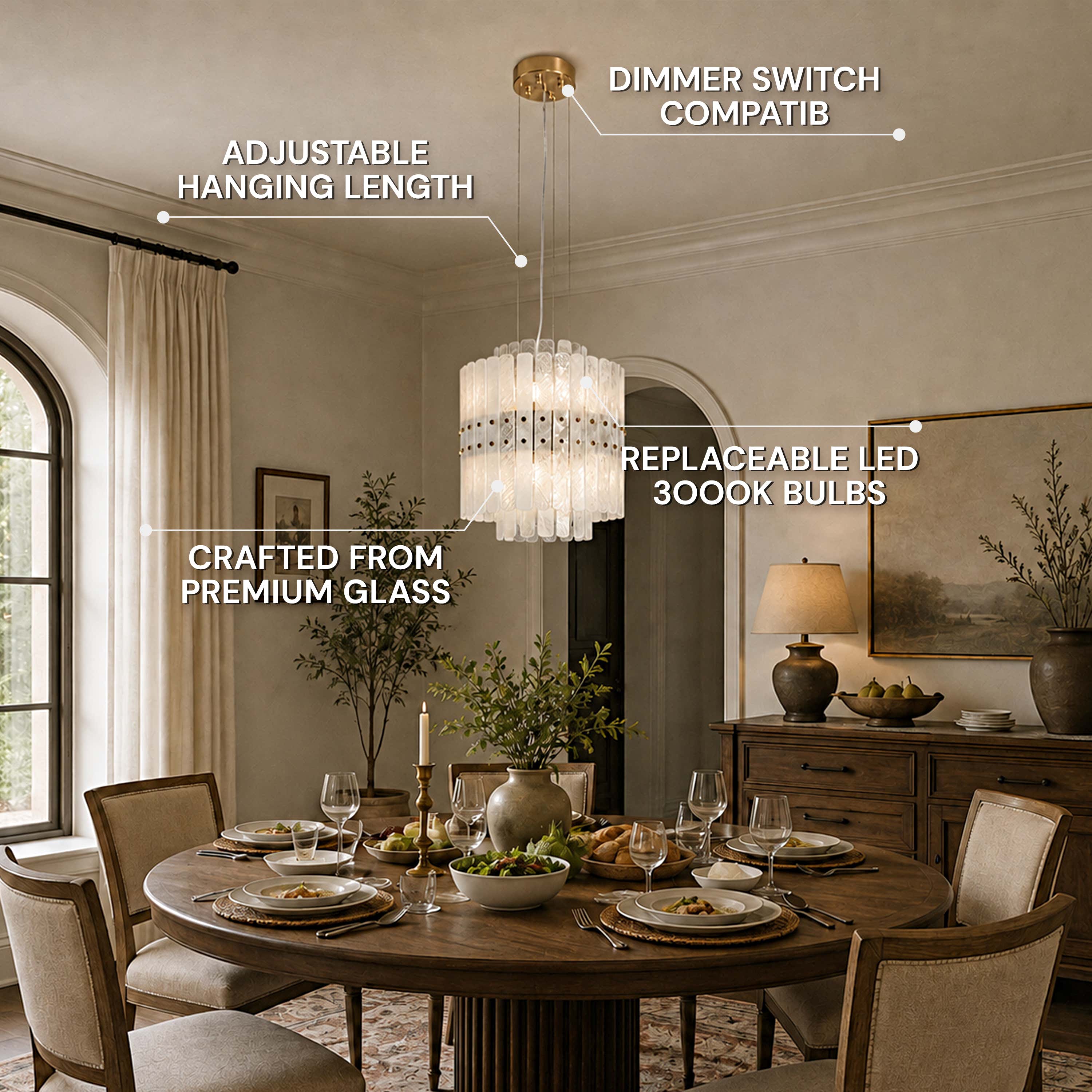 Pietra Crystal Tiered Chandelier 15.7"D