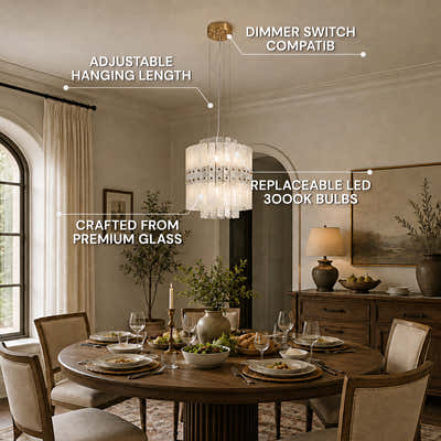 Pietra Crystal Tiered Chandelier 15.7"D
