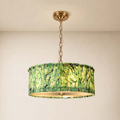Pietra Green Marble Drum Chandelier 15.7"D