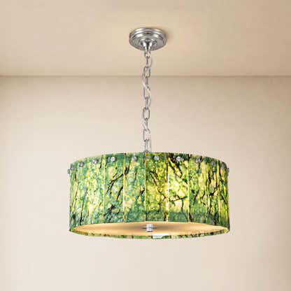 Pietra Green Marble Drum Chandelier 15.7"D