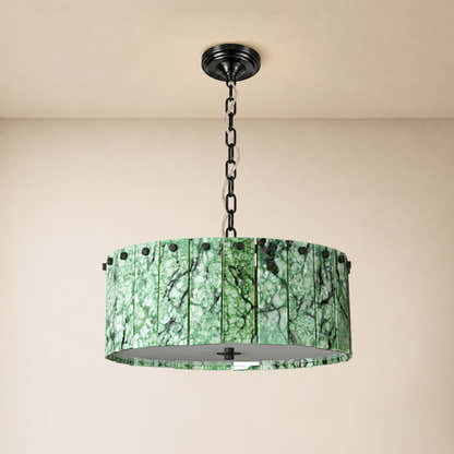 Pietra Green Marble Drum Chandelier 15.7"D