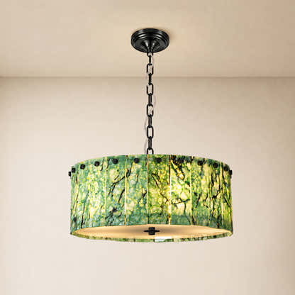 Pietra Green Marble Drum Chandelier 15.7"D