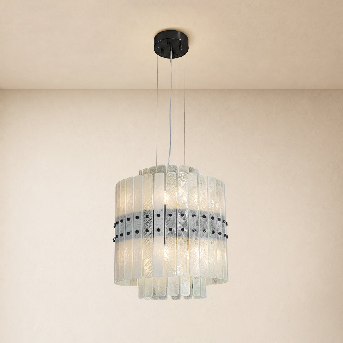 Pietra Arctic White Marble Tiered Chandelier 15.7"D