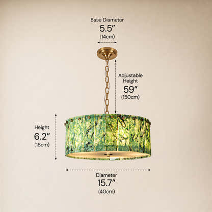 Pietra Green Marble Drum Chandelier 15.7"D