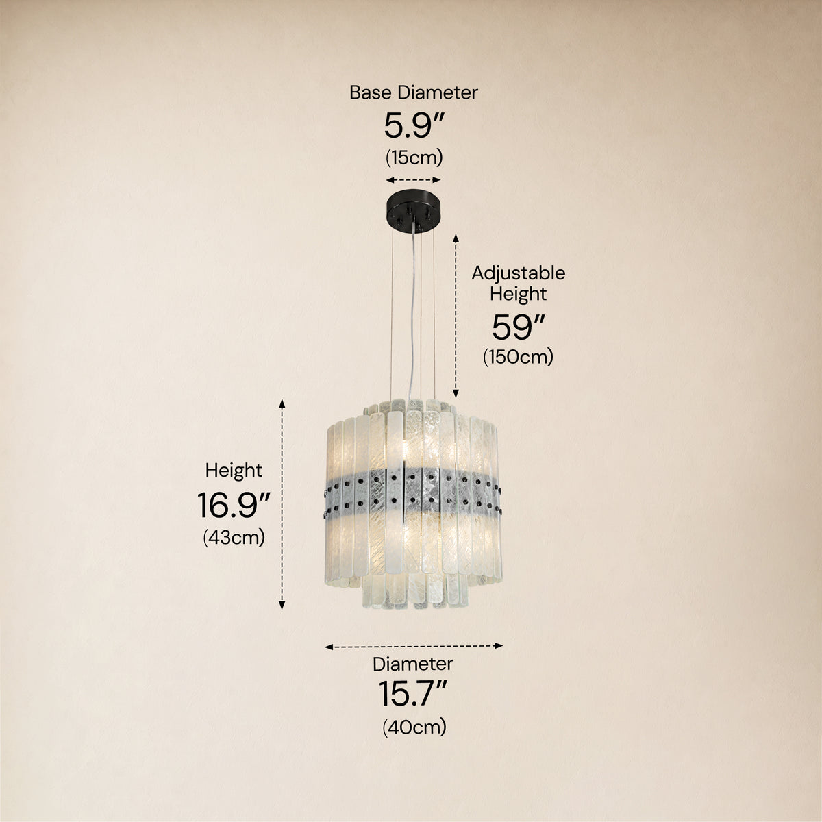 Pietra Arctic White Marble Tiered Chandelier 15.7"D