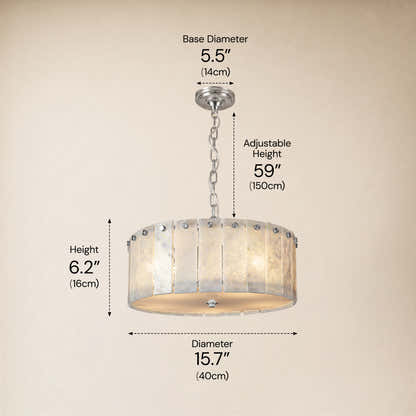 Pietra Quartzite Drum Chandelier 15.7"D