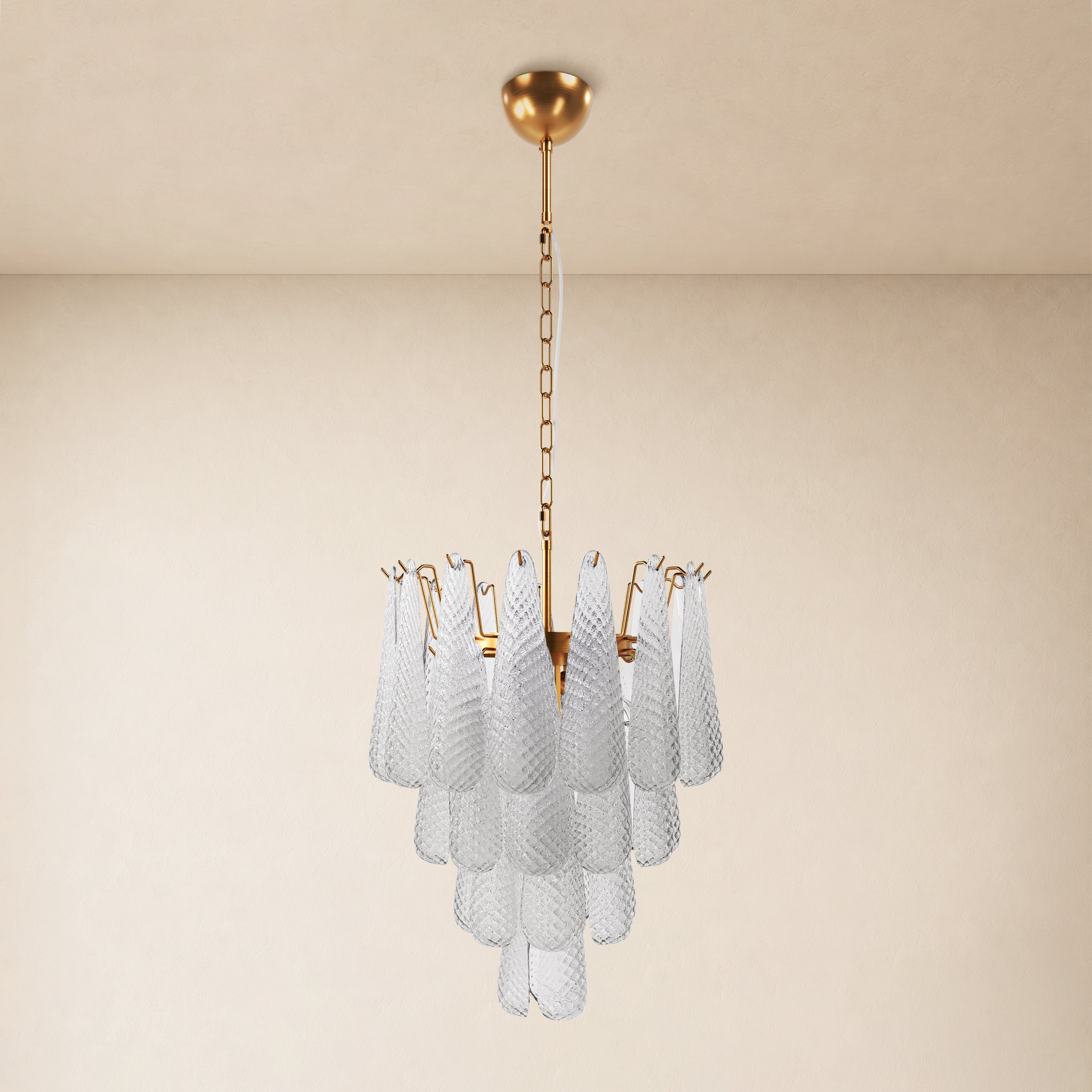 Veloria Textured Glass Tiered Round Chandelier 18"D