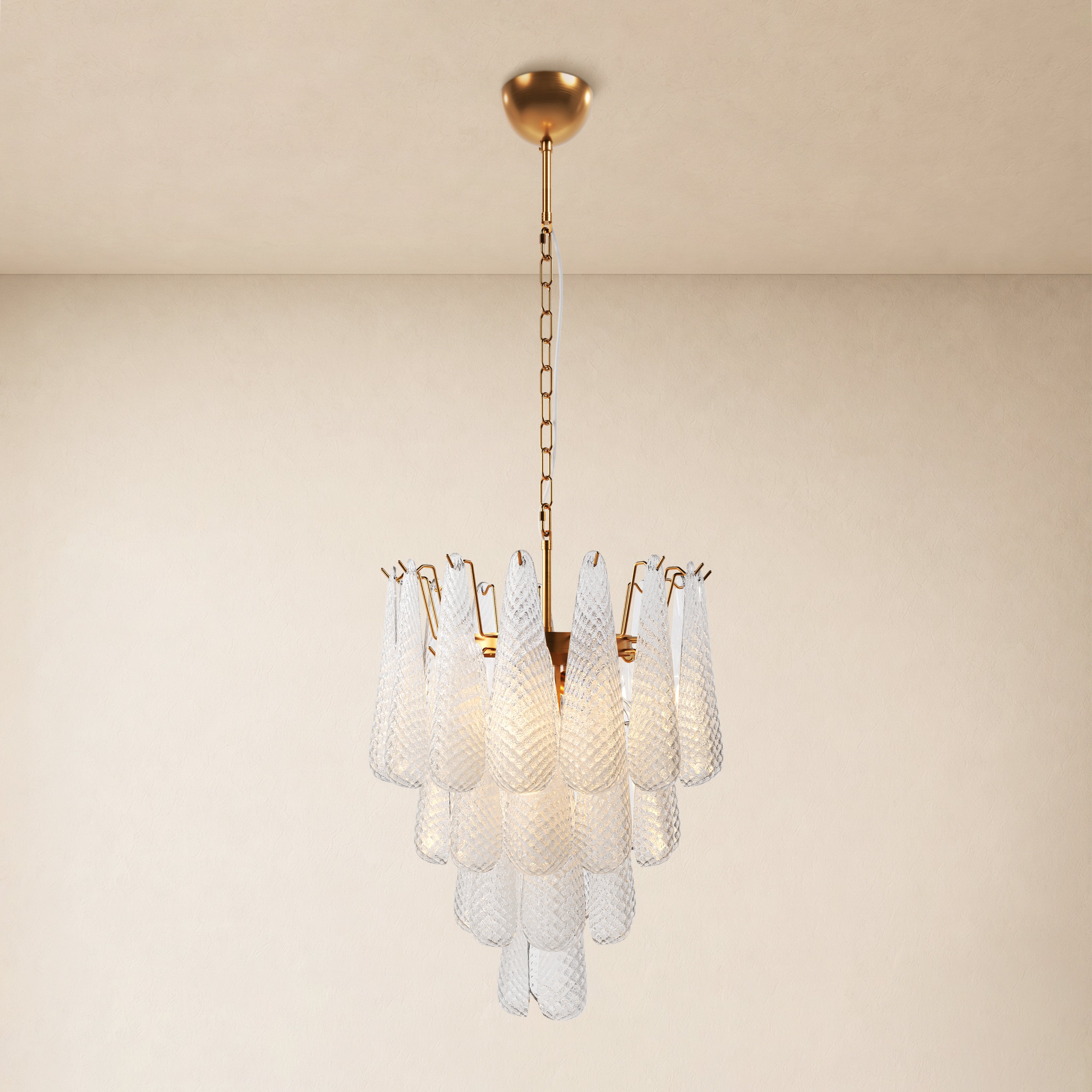 Veloria Textured Glass Tiered Round Chandelier 18"D