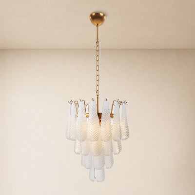 Veloria Textured Glass Tiered Round Chandelier 18"D