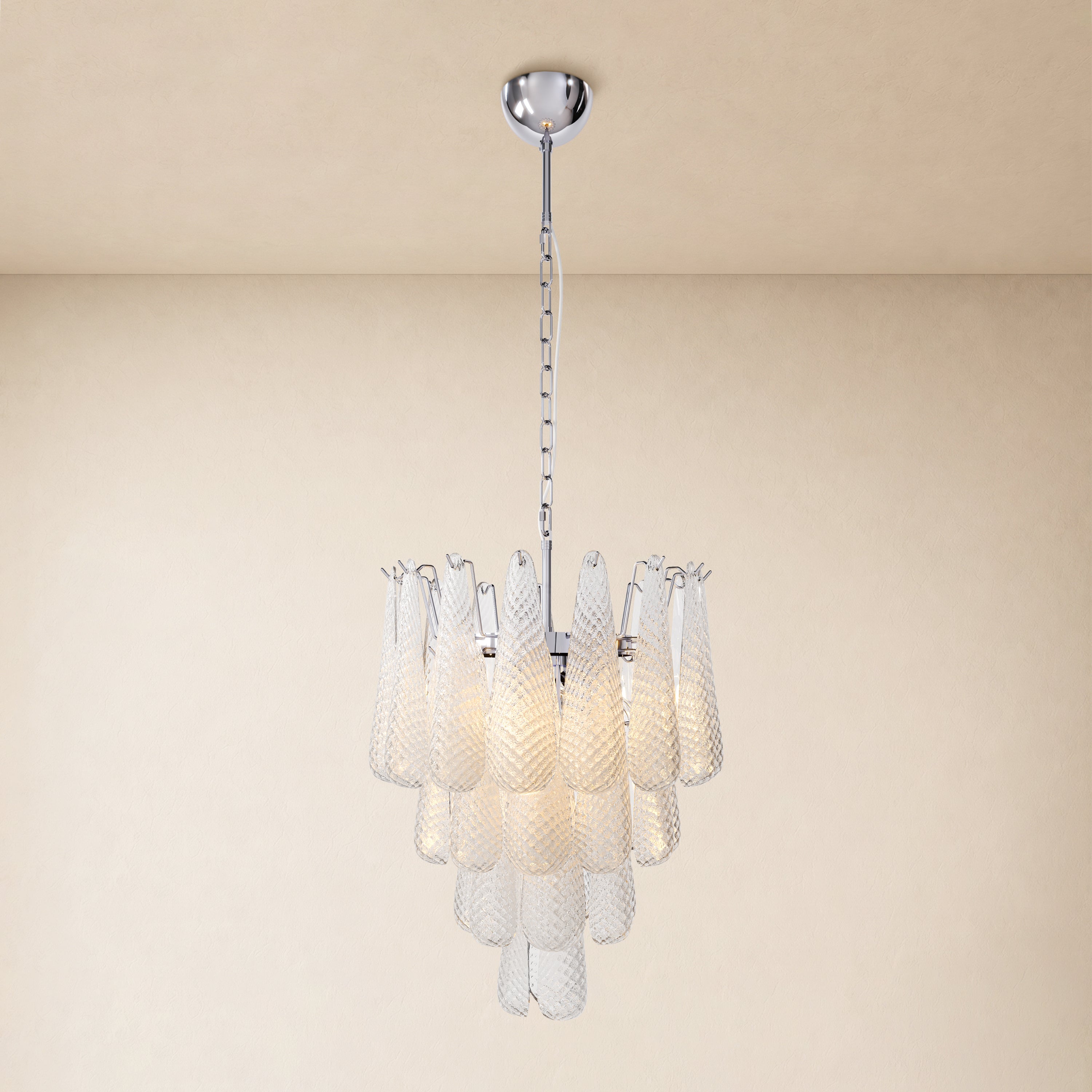 Veloria Textured Glass Tiered Round Chandelier 18"D
