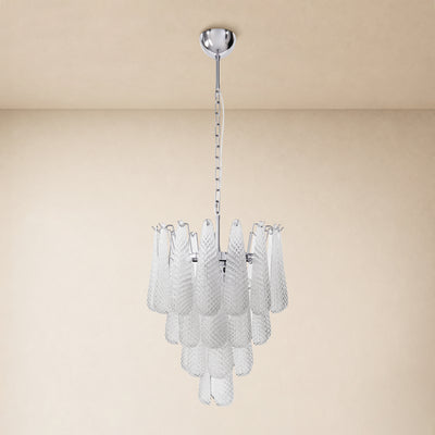 Veloria Textured Glass Tiered Round Chandelier 18"D