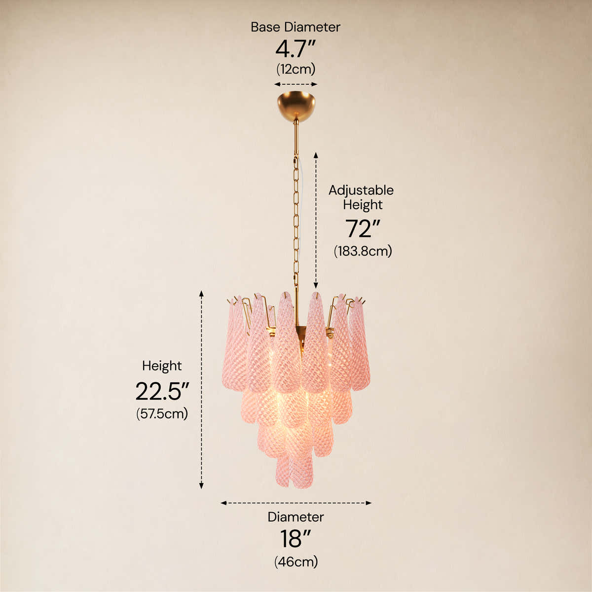 size-image #Finish_Gold,Glass_Pink,Size_18" dimensions 3