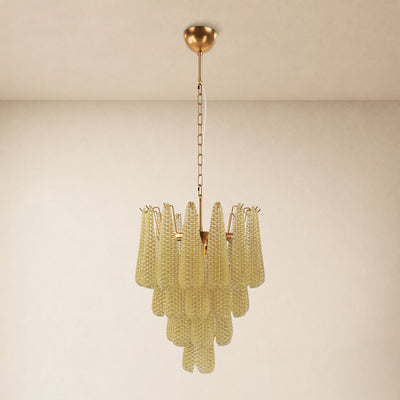 Veloria Textured Glass Tiered Round Chandelier 18"D