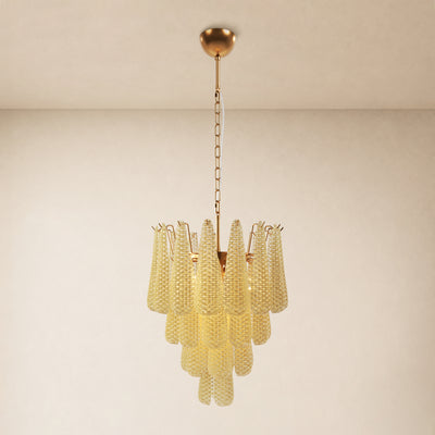 Veloria Textured Glass Tiered Round Chandelier 18"D